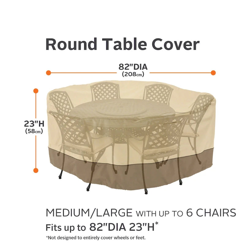Housse imperméable pour ensemble table et chaises de patio rondes 82 pouces Classic Accessories Veranda