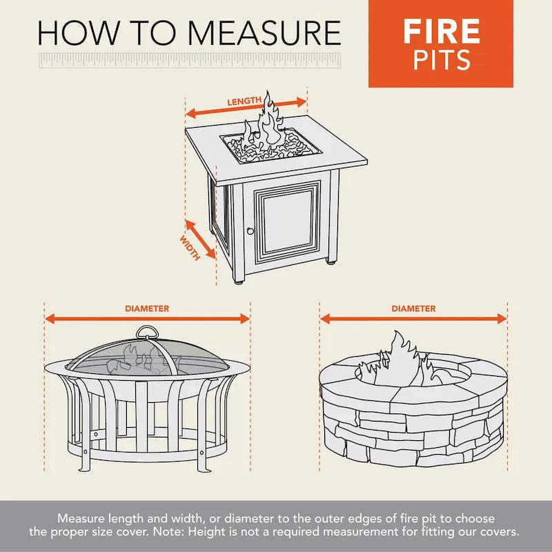 Modern Leisure Chalet Outdoor Patio Round Firepit Cover, Fits up to 44  Dia x 3  H, Beige