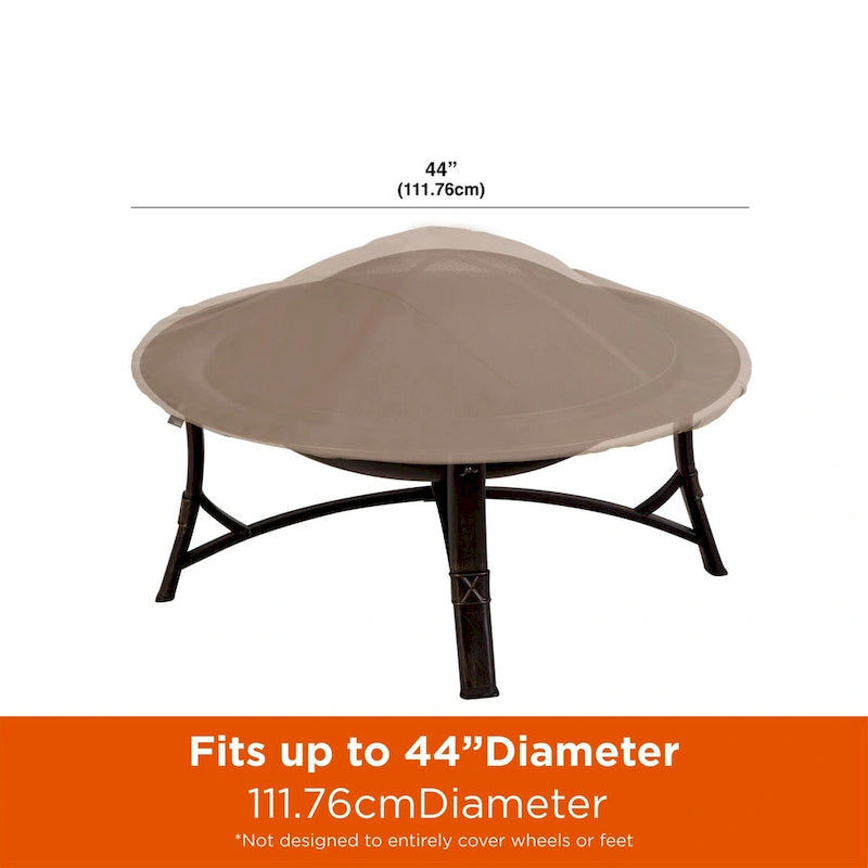 Housse ronde pour foyer extérieur Modern Leisure Chalet, compatible avec les foyers jusqu'à 112 cm de diamètre x 7,6 cm de hauteur, beige