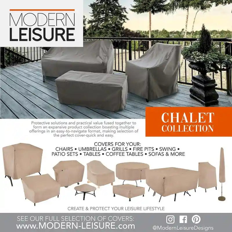 Housse ronde pour foyer extérieur Modern Leisure Chalet, compatible avec les foyers jusqu'à 112 cm de diamètre x 7,6 cm de hauteur, beige