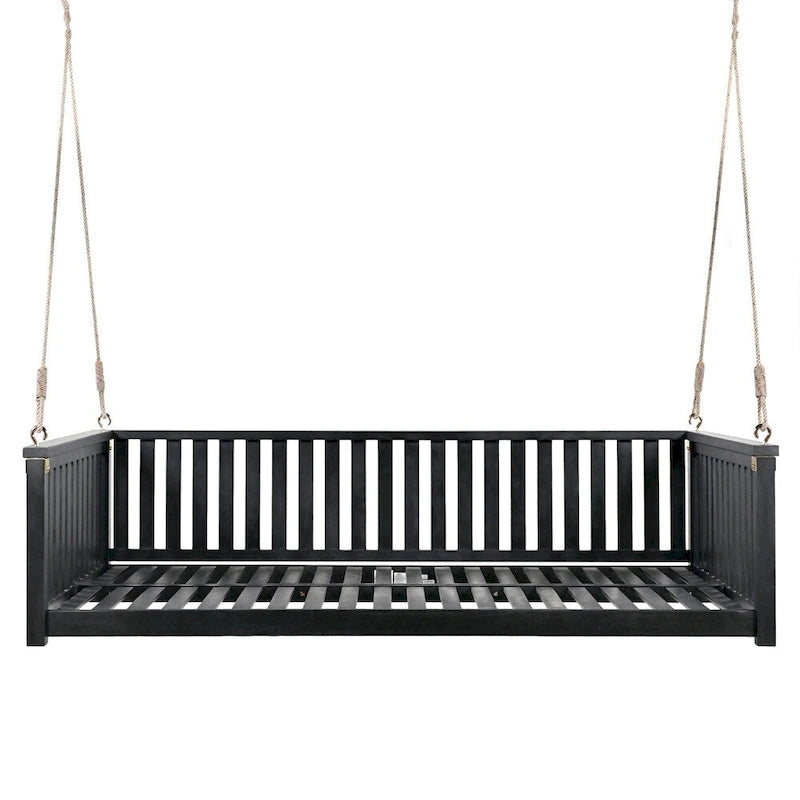 Balançoire de jardin minimaliste pour deux personnes avec cordes, design incliné sécurisé