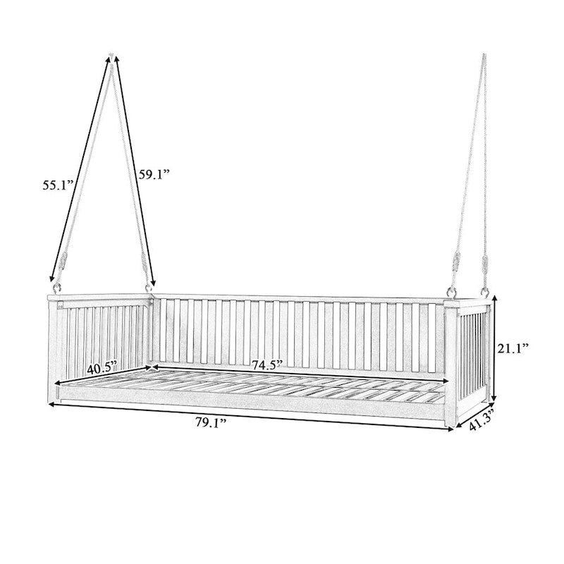 Balançoire de jardin minimaliste pour deux personnes avec cordes, design incliné sécurisé