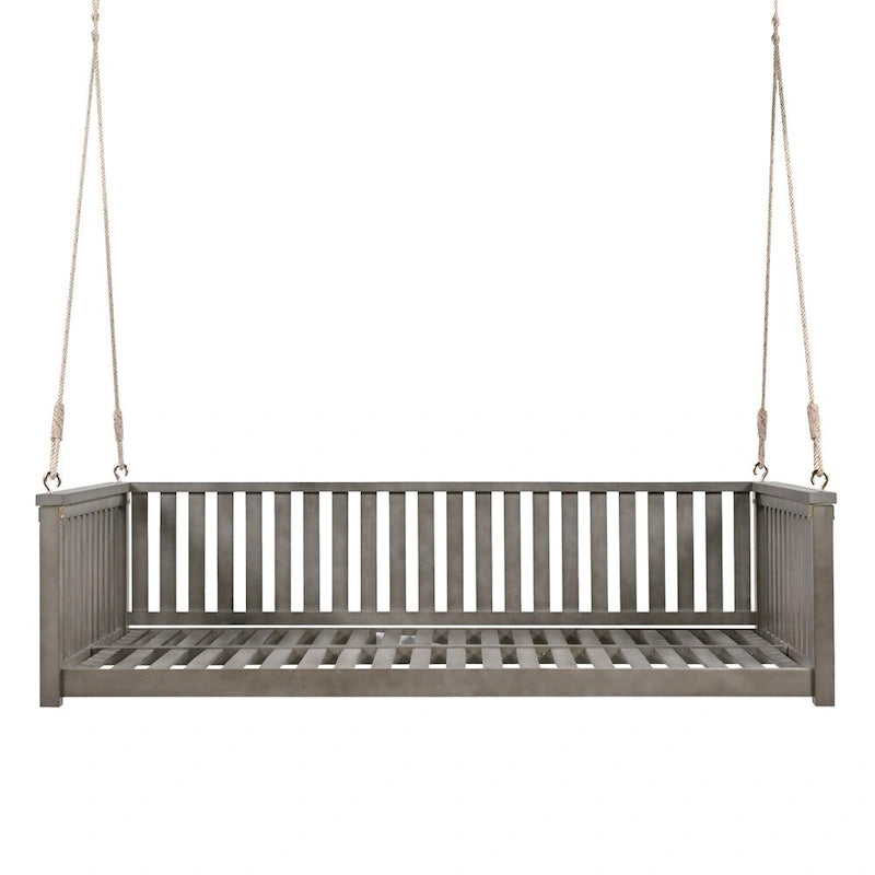 Balançoire de jardin minimaliste pour deux personnes avec cordes, design incliné sécurisé