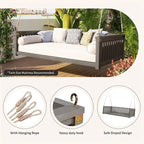 Balançoire de jardin minimaliste pour deux personnes avec cordes, design incliné sécurisé