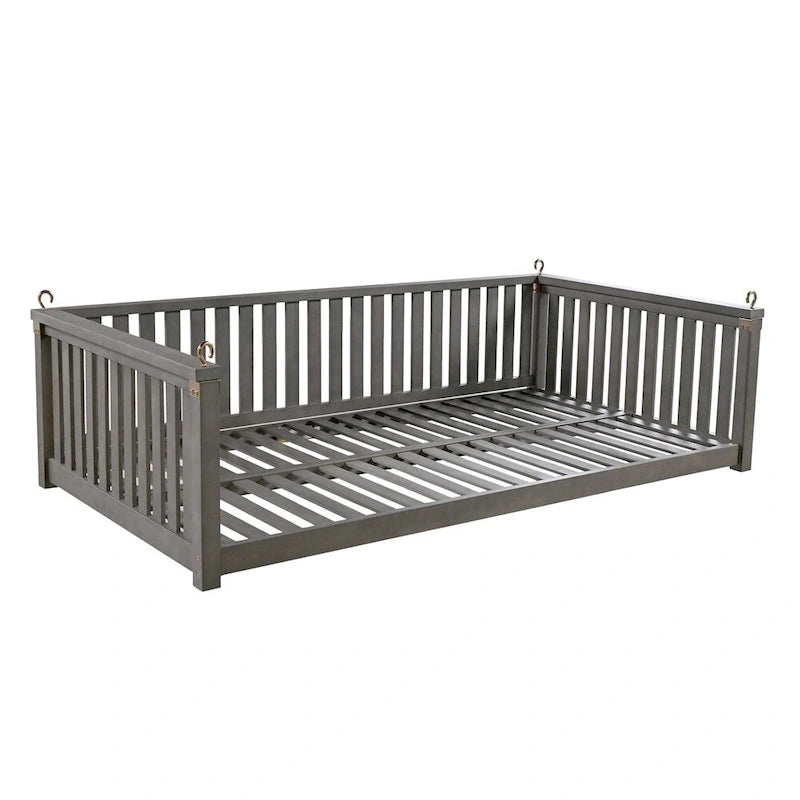 Balançoire de jardin minimaliste pour deux personnes avec cordes, design incliné sécurisé