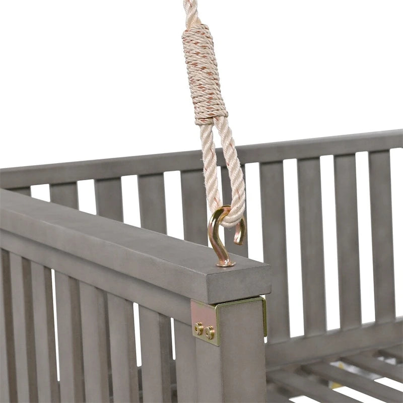 Balançoire de jardin minimaliste pour deux personnes avec cordes, design incliné sécurisé