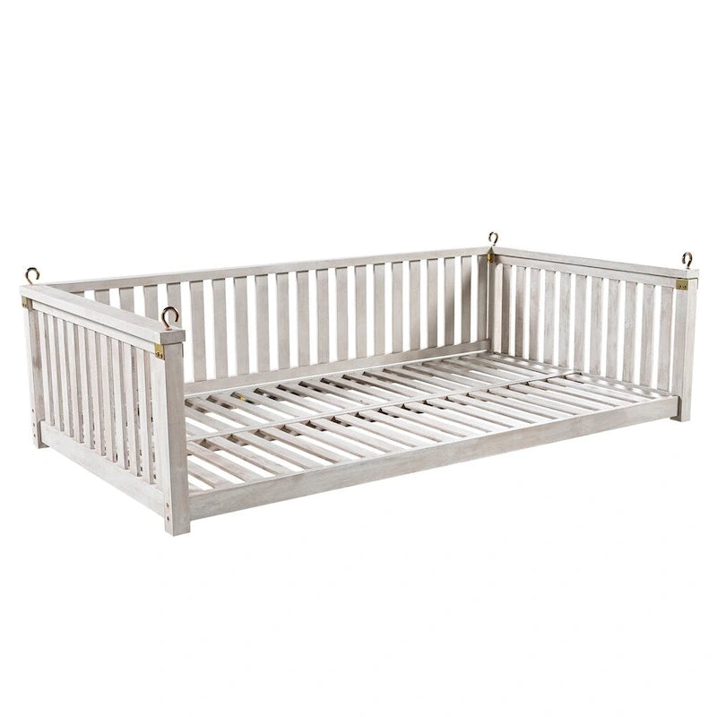 Balançoire de jardin minimaliste pour deux personnes avec cordes, design incliné sécurisé