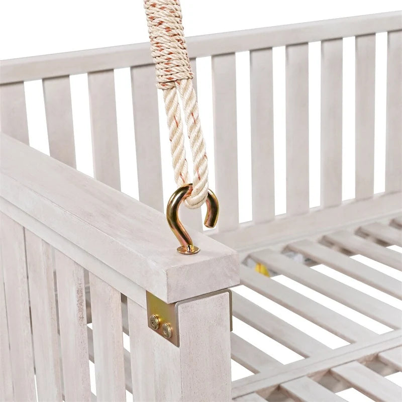 Balançoire de jardin minimaliste pour deux personnes avec cordes, design incliné sécurisé