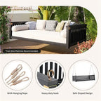 Balançoire de jardin minimaliste pour deux personnes avec cordes, design incliné sécurisé