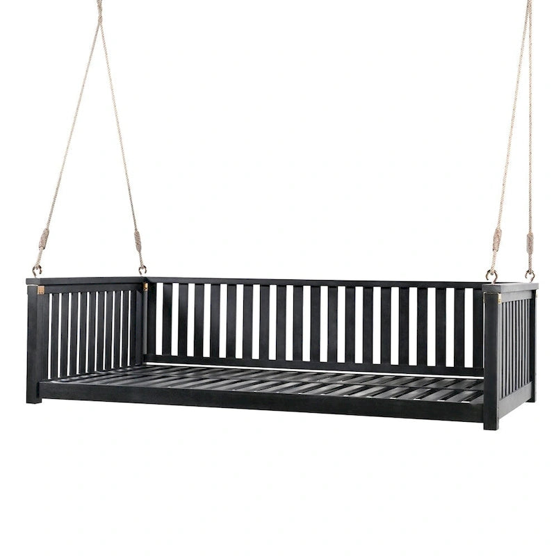 Balançoire de jardin minimaliste pour deux personnes avec cordes, design incliné sécurisé