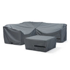 Portofino Comfort 4 Piece Polyester Outdoor Patio Sectional Deluxe Furniture Covers - Grey
