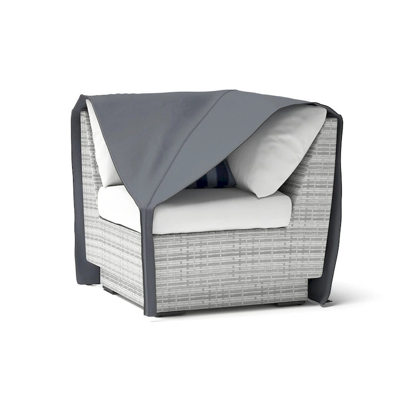 Housses de luxe pour canapé d'angle d'extérieur Portofino Comfort 4 pièces en polyester - Gris