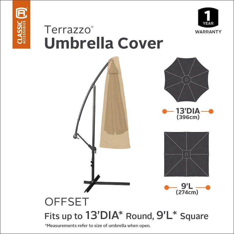 Toile de parasol déporté Classic Accessories Terrazzo résistante à l'eau, 4 mètres