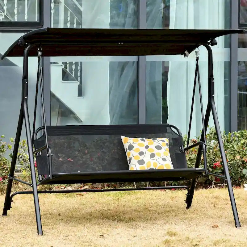 Balancelle de jardin avec auvent, auvent inclinable réglable, accoudoirs