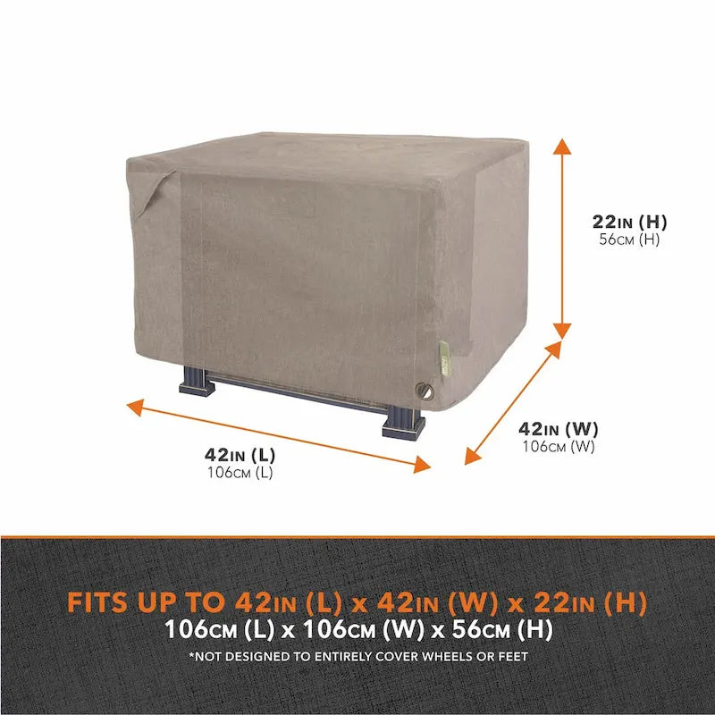 Housse de table de foyer carrée Modern Leisure Garrison, imperméable, 107 cm x 107 cm x 56 cm, grès