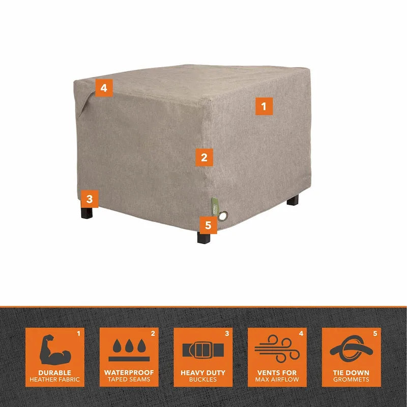 Housse de table de foyer carrée Modern Leisure Garrison, imperméable, 107 cm x 107 cm x 56 cm, grès
