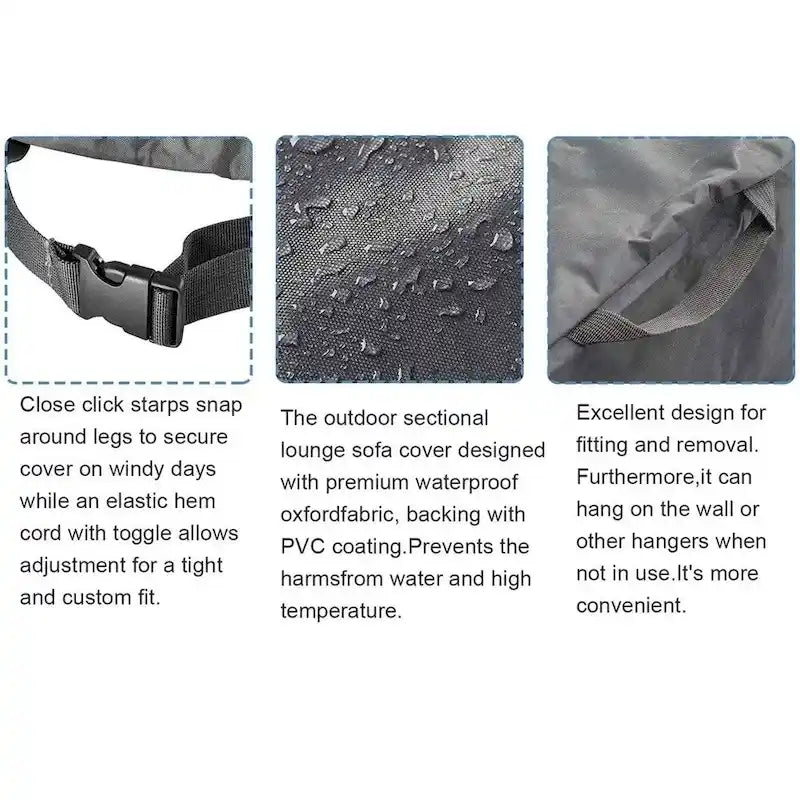 Housse extérieure imperméable et coupe-vent, adaptée aux tables et canapés 12 places