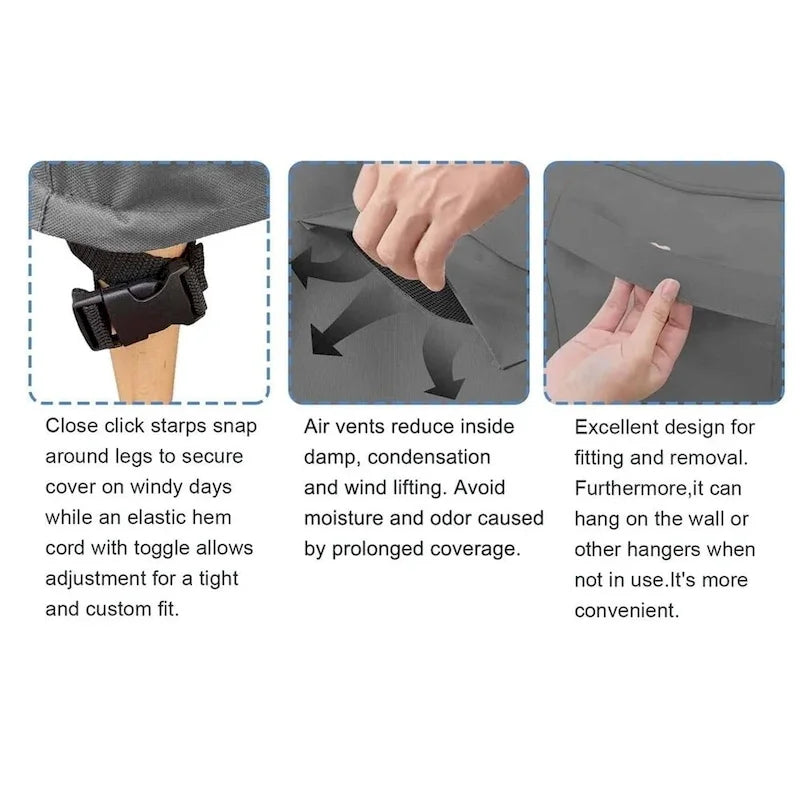 Housse extérieure imperméable et coupe-vent, adaptée aux tables et canapés 12 places