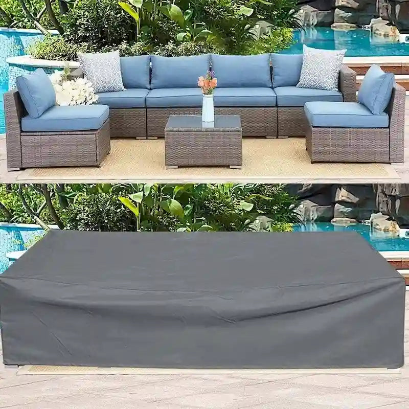 Housse extérieure imperméable et coupe-vent, adaptée aux tables et canapés 12 places