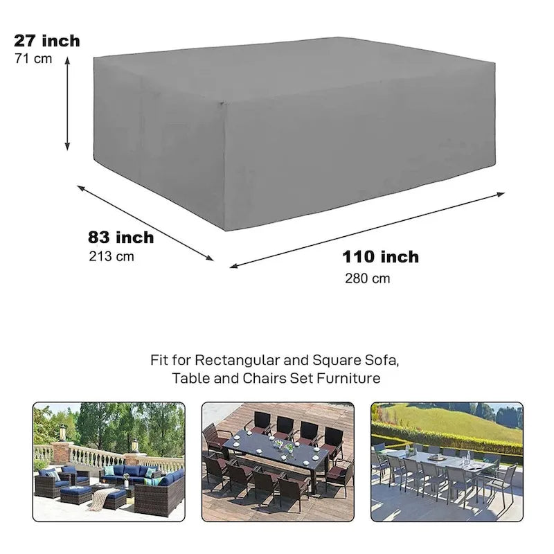 Housse extérieure imperméable et coupe-vent, adaptée aux tables et canapés 12 places