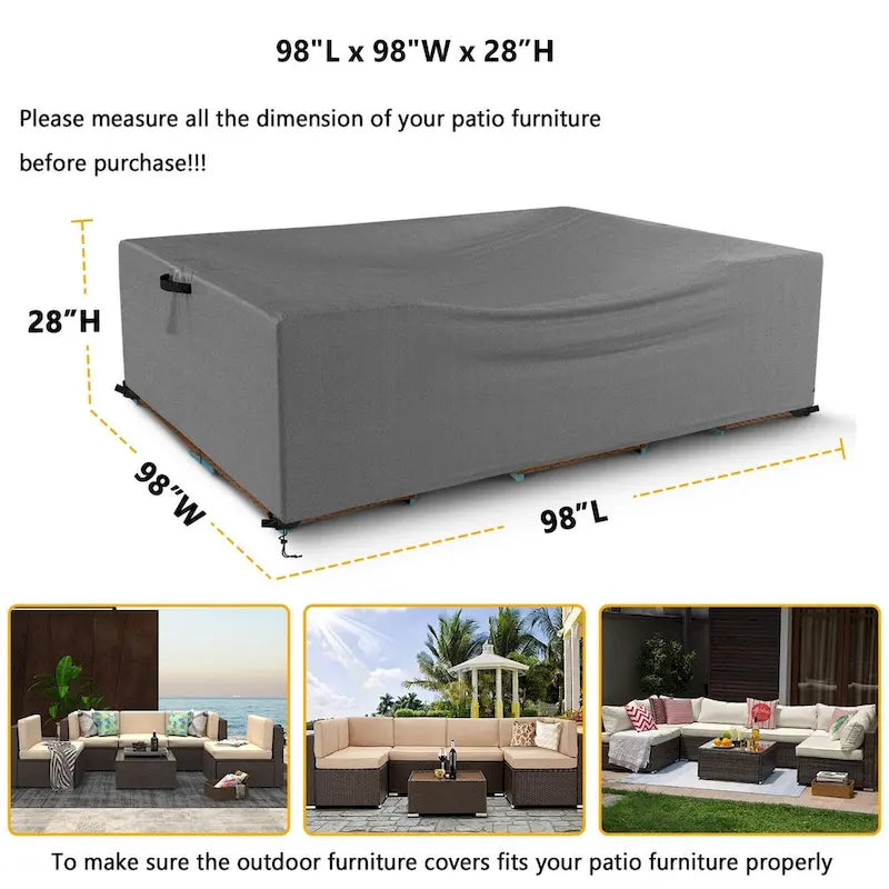 Housse extérieure imperméable et coupe-vent, adaptée aux tables et canapés 12 places