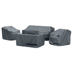 Vistano 4 Piece Polyester Outdoor Patio Fire Seating Deluxe Furniture Covers - Grey