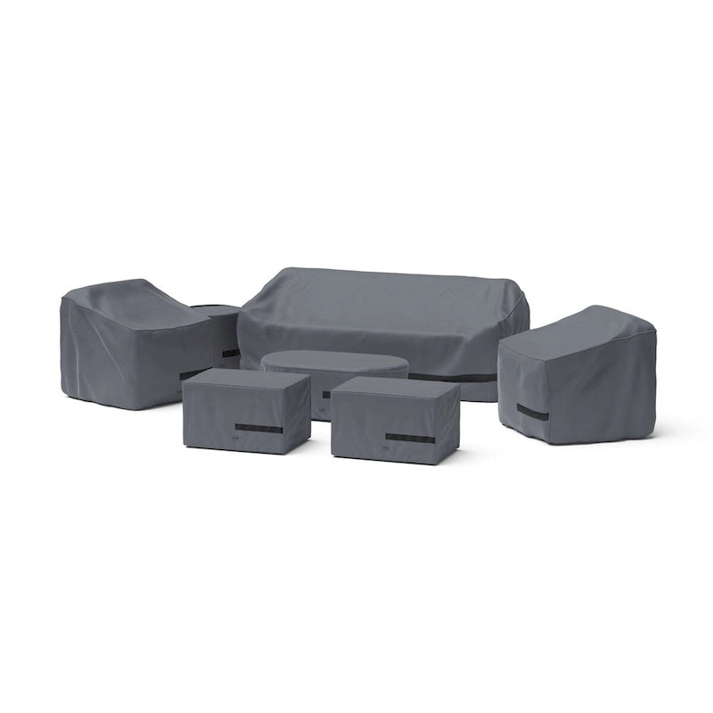 Grantina 7 Piece Polyester Outdoor Patio Club Seating Deluxe Furniture Covers - Grey