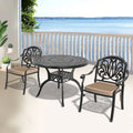 Ensemble de salle à manger d'extérieur 3 ou 5 pièces en fonte d'aluminium avec table ronde de 100 cm et coussins de siège de couleur aléatoire