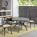 Ensemble de salle à manger d'extérieur 3 ou 5 pièces en fonte d'aluminium avec table ronde de 100 cm et coussins de siège de couleur aléatoire