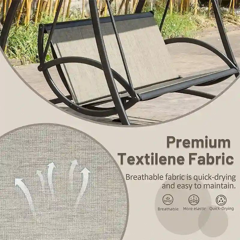 Balancelle d'extérieur avec auvent réglable et structure en acier robuste, balancelle de patio