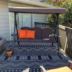 Balancelle extérieure PURPLE LEAF avec support, chaise avec auvent inclinable réglable, structure en acier résistant aux intempéries pour jardin