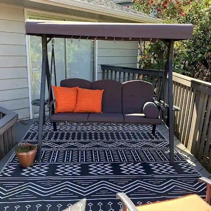 Balancelle extérieure PURPLE LEAF avec support, chaise avec auvent inclinable réglable, structure en acier résistant aux intempéries pour jardin