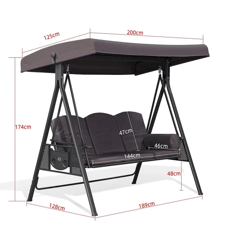 Balancelle extérieure PURPLE LEAF avec support, chaise avec auvent inclinable réglable, structure en acier résistant aux intempéries pour jardin