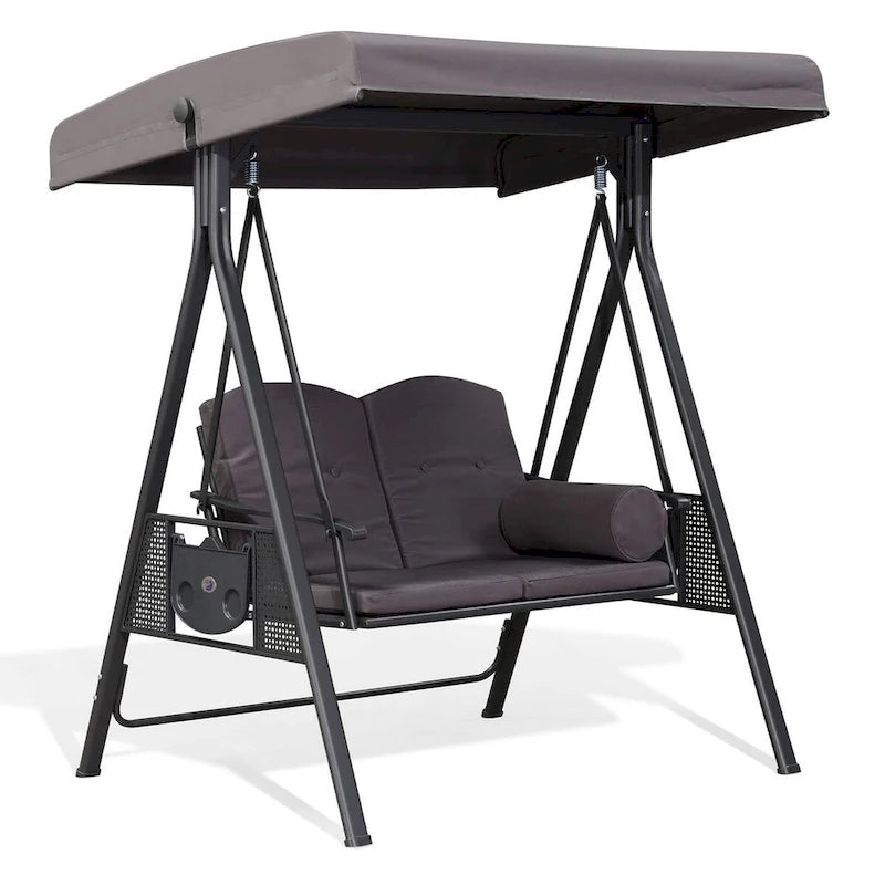 Balancelle extérieure PURPLE LEAF avec support, chaise avec auvent inclinable réglable, structure en acier résistant aux intempéries pour jardin