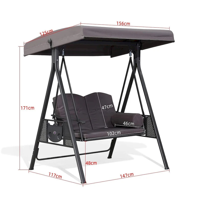 Balancelle extérieure PURPLE LEAF avec support, chaise avec auvent inclinable réglable, structure en acier résistant aux intempéries pour jardin