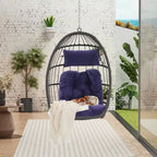 Fauteuil suspendu en rotin pour jardin extérieur, style œuf, en bois