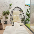 Fauteuil suspendu en rotin pour jardin extérieur, style œuf, en bois