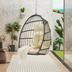 Fauteuil suspendu en rotin pour jardin extérieur, style œuf, en bois