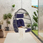 Fauteuil suspendu en rotin pour jardin extérieur, style œuf, en bois