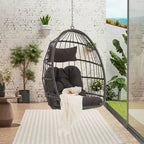 Fauteuil suspendu en rotin pour jardin extérieur, style œuf, en bois