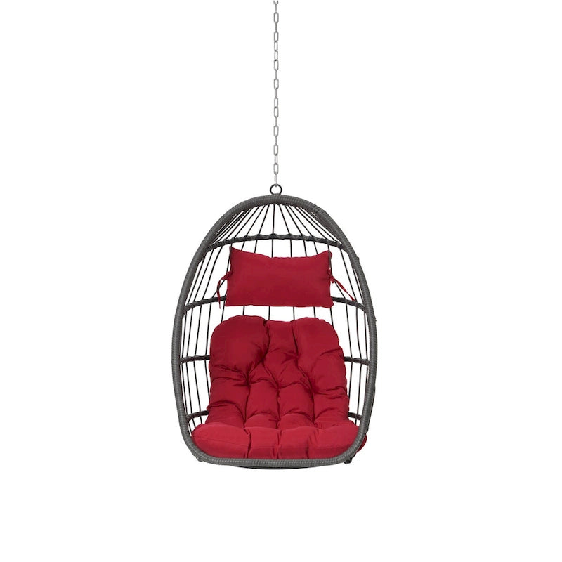 Fauteuil suspendu en rotin pour jardin extérieur, style œuf, en bois