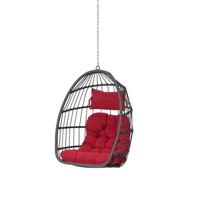 Fauteuil suspendu en rotin pour jardin extérieur, style œuf, en bois
