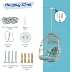 Fauteuil suspendu en rotin pour jardin extérieur, style œuf, en bois