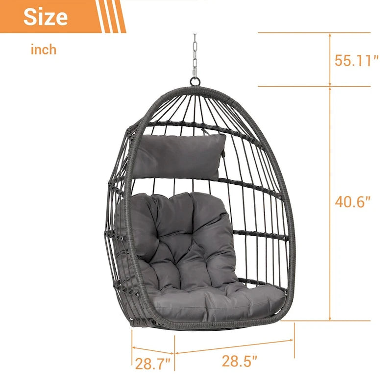 Fauteuil suspendu en rotin pour jardin extérieur, style œuf, en bois