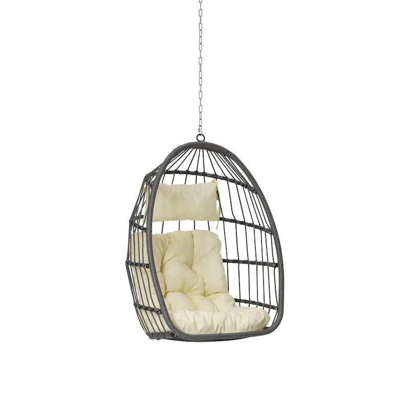 Fauteuil suspendu en rotin pour jardin extérieur, style œuf, en bois