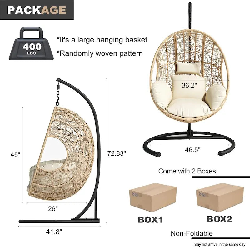 Nouveau fauteuil suspendu œuf en résine tressée PE pour l'intérieur et l'extérieur