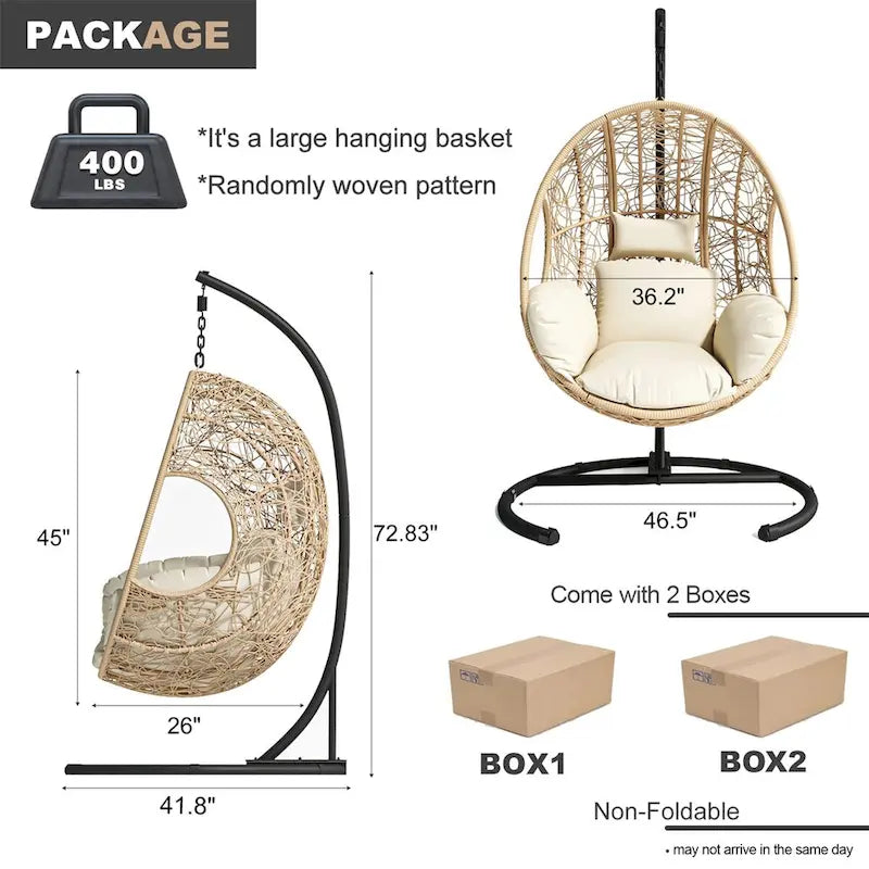 Nouveau fauteuil suspendu œuf en résine tressée PE pour l'intérieur et l'extérieur