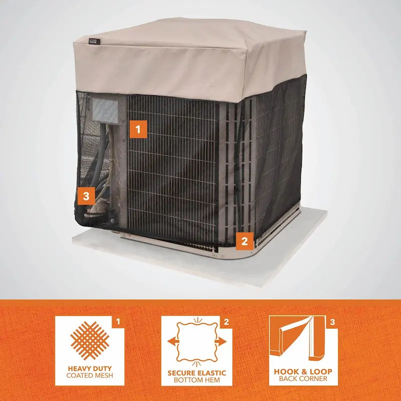 Cache-climatiseur carré Modern Leisure Basics, 81 cm x 81 cm x 81 cm, noir et beige - 81 cm (L) x 81 cm (l) x 81 cm (H)