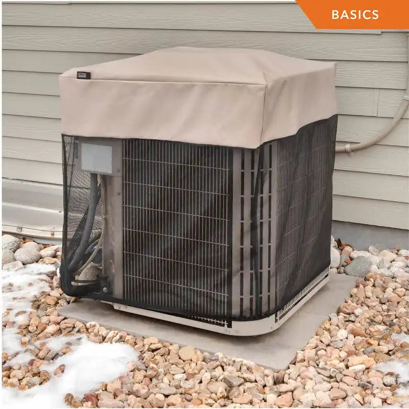 Cache-climatiseur carré Modern Leisure Basics, 81 cm x 81 cm x 81 cm, noir et beige - 81 cm (L) x 81 cm (l) x 81 cm (H)