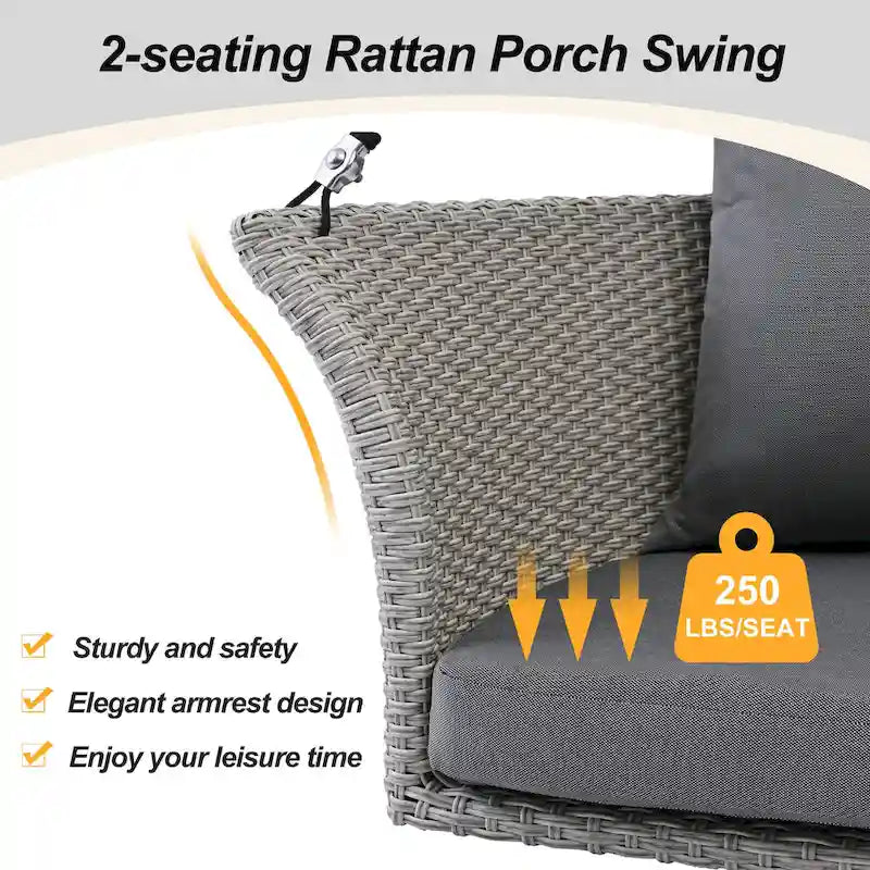 Fauteuil suspendu en osier pour 2 personnes avec coussins - 51,9